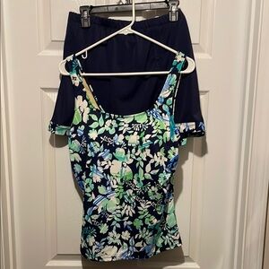 Floral Blue and Green Women's tankini